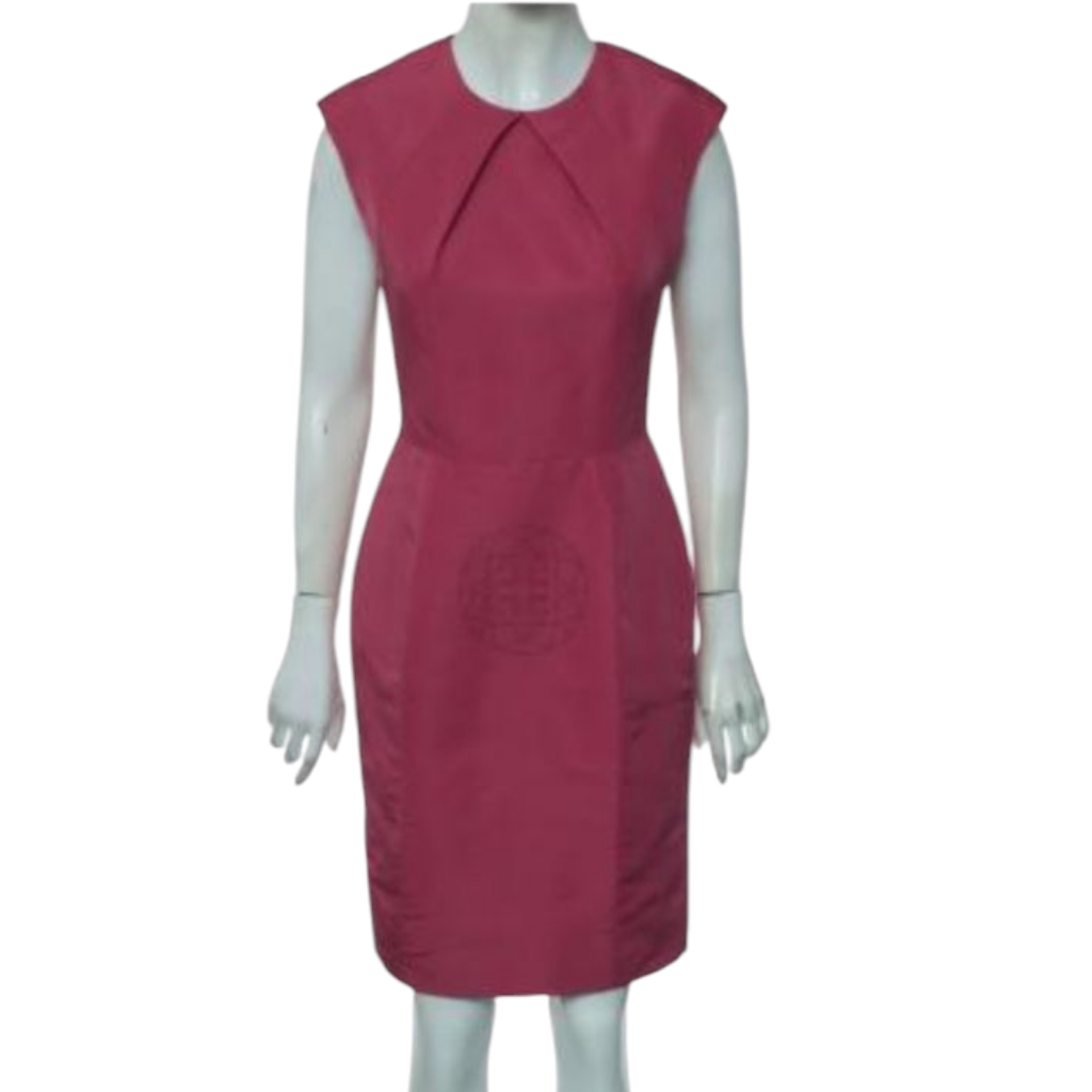Ml Monique Lhuillier Womens Lined Silk Evening Hot Pink Dress Us Made Size 10